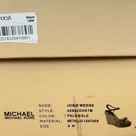 Michael Michael Kors NWT Josie Wedge Sandal Metallic Leather Pale Gold Size 5M - Picture 6 of 6